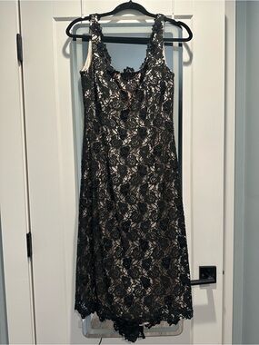 Vintage JS Boutique Black Lace Beaded Overlay Women’s Dress Size 8